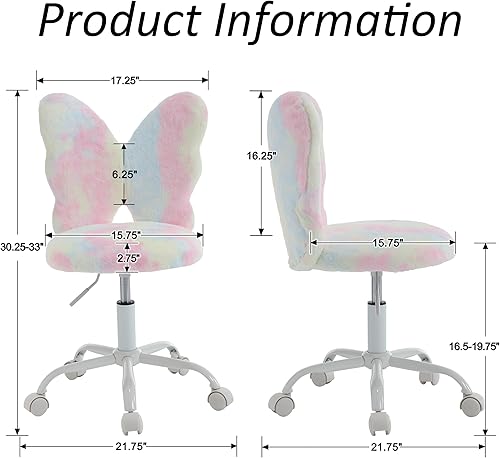 Vista 2 de Sillas de escritorio con diseño de mariposa para niños, sillas de estudio para niñas estudiantes, sillas ajustables para computadora, silla