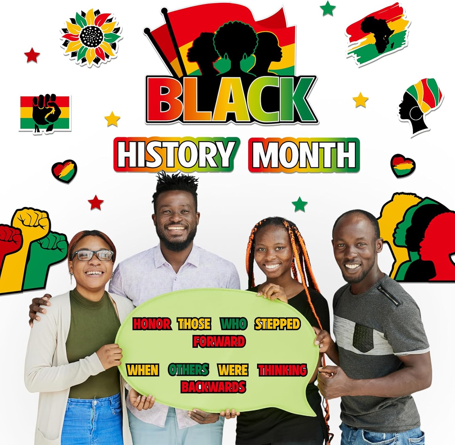 Janlaugh Black History Month Bulletin Board Decorations African American Heritage Classroom Wall Art Posters, Cultural Diversity Educational Display Set for School Office Library Home Decor(Classic)
