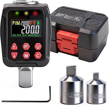 BLUEMARS 1/2 Inch Digital Torque Wrench, 10-200NM Torque Adapter with 1/4" & 3/8" Adapters,  2% Accuracy, 5 Units, Dual Alarm, Clear Display, Data Storage for Car & Motorcycle Maintenance