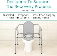 Vista 6 de Vive Bariatric Bedside 3-in-1 Commode 500 lb Capacity - Portable Folding Toilet Chair - Adjustable Height, Extra Wide Seat - Bucket Splash Guard