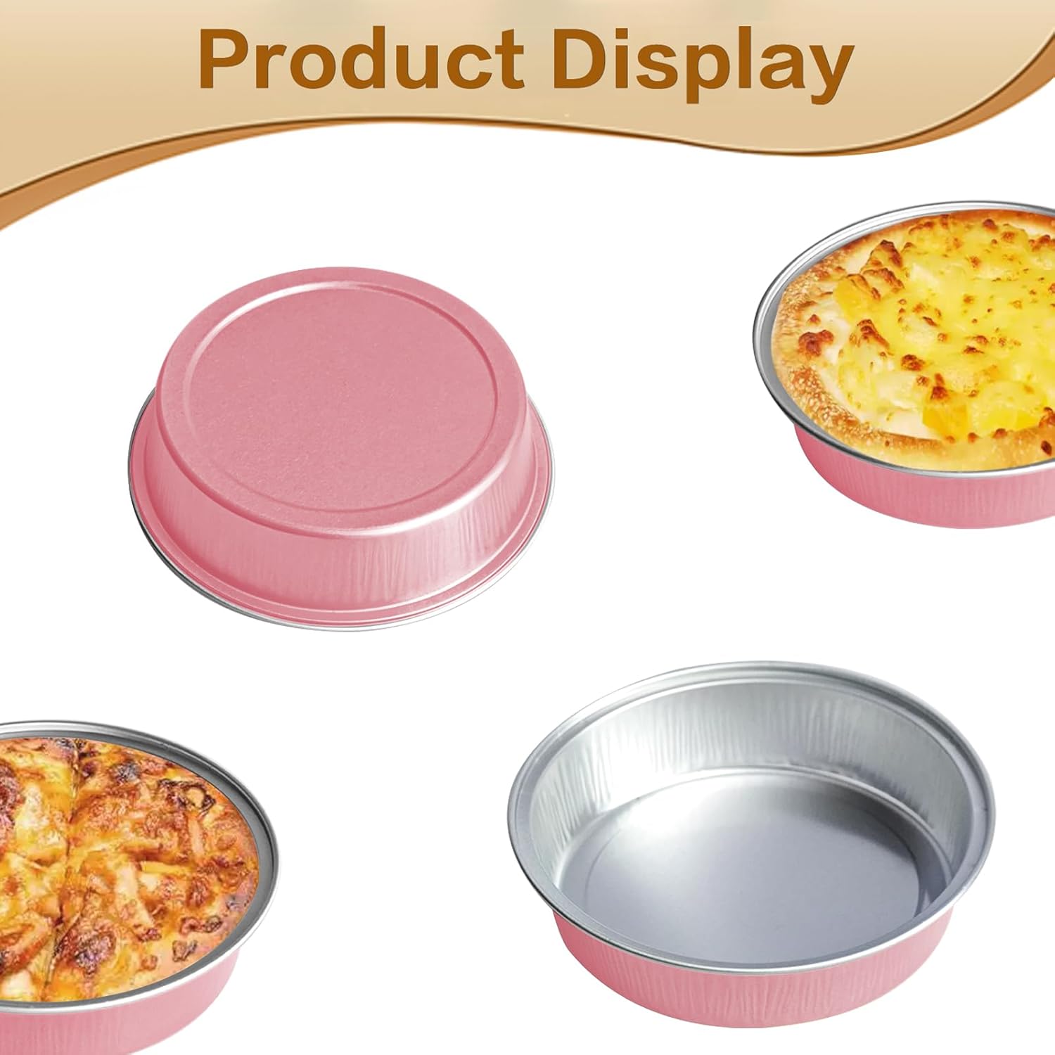 Mini Cake Pans With Lids And Spoons, Baking Tins For Round Small Desserts 7 Oz Aluminum Foil Baking Pans Disposable Ramekins Individual Cake Containers Holders For Tart Quiche Flan (50, Pink) - Image 5