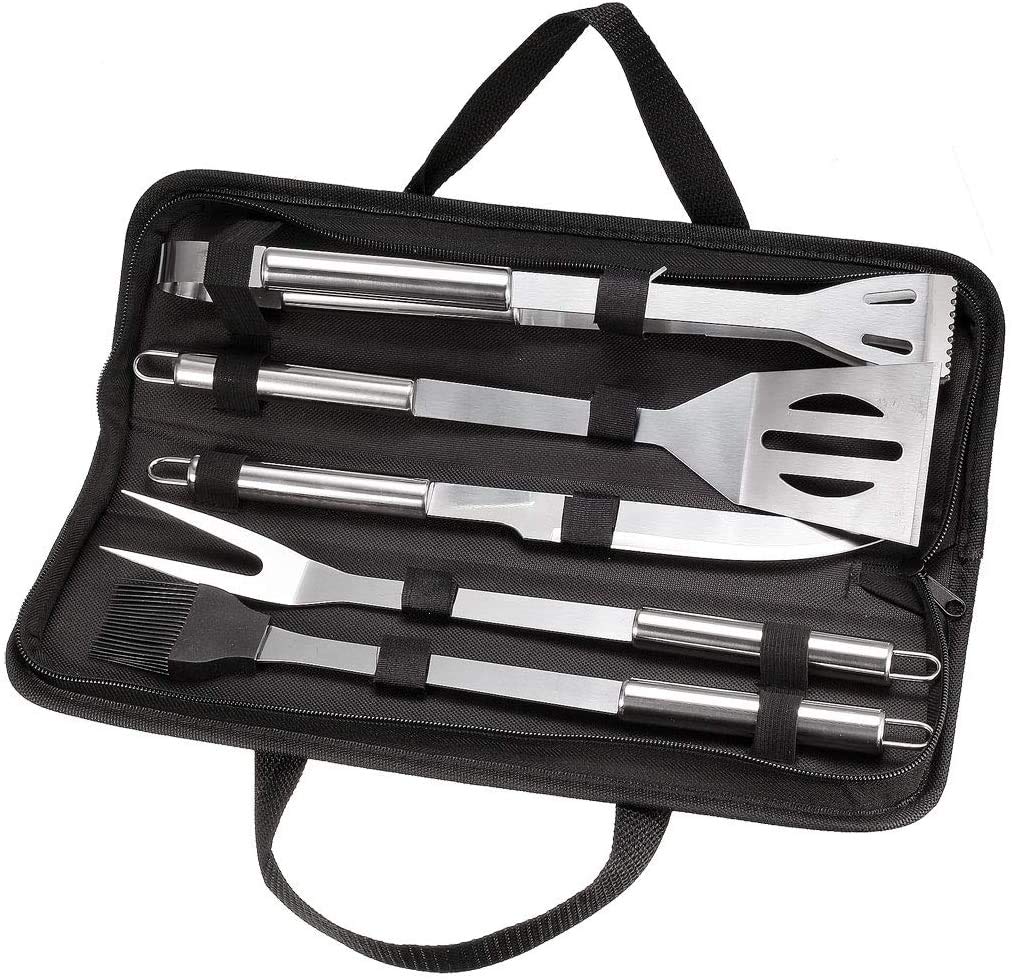 PrakalBBQ Grill Tool Set, Stainless Steel Barbecue Tool, Home & Outdoor Baking Utensils, BBQ Grill Accessories Utensils Kit in Portable Case for Barbecue Lovers