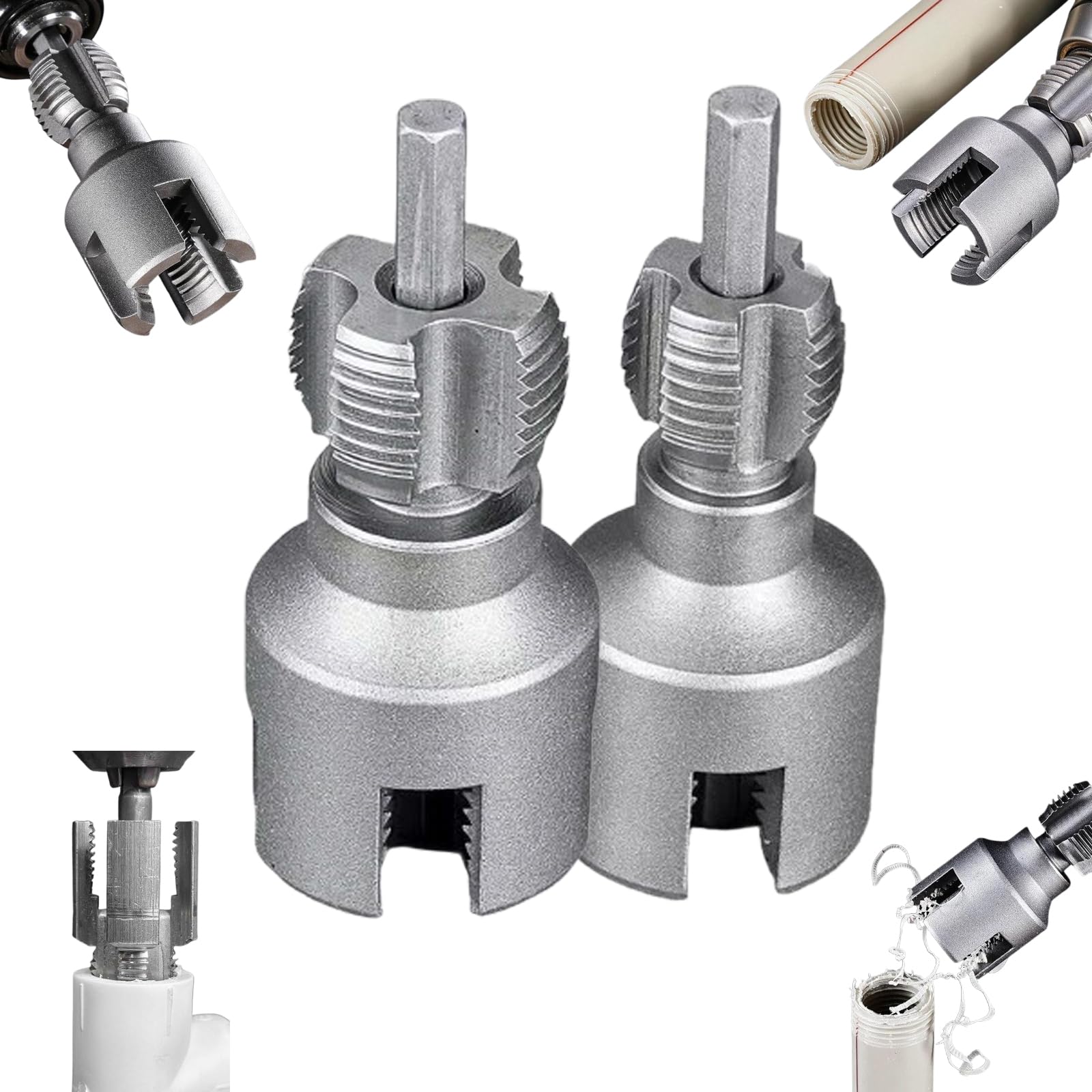 Outil Plomberie Enfile-Tuyau PVC - Kit Tarauds 1/2 3/4 1 Pouce Pour Perceuse - Réparations Domestiques