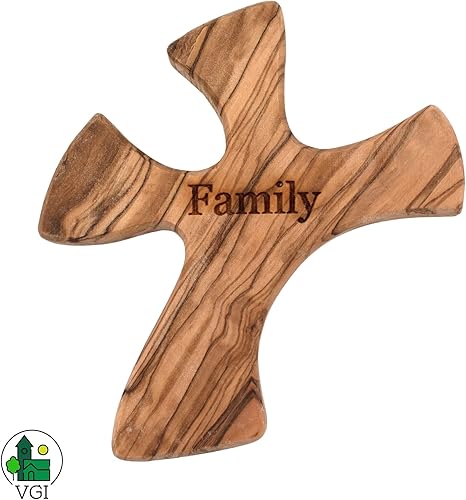 Miniatura 2 de Cruz de oración de madera de olivo: Cruz de mano hecha para adaptarse perfectamente a tu mano (Familiar)