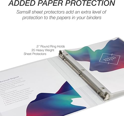 Miniatura 7 de Samsill (18517) - Carpeta de 3 anillos redondos de 12 pulgada, fabricada en los EE. UU., con cubierta transparente personalizable para insertos,