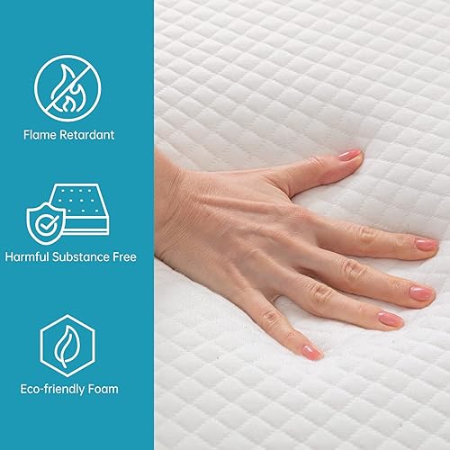 Miniatura 6 de BestMassage Colchón matrimonial de 10 pulgadas | Espuma viscoelástica de gel | Tacto firme medio | Blanco | Cama en una caja, certificado