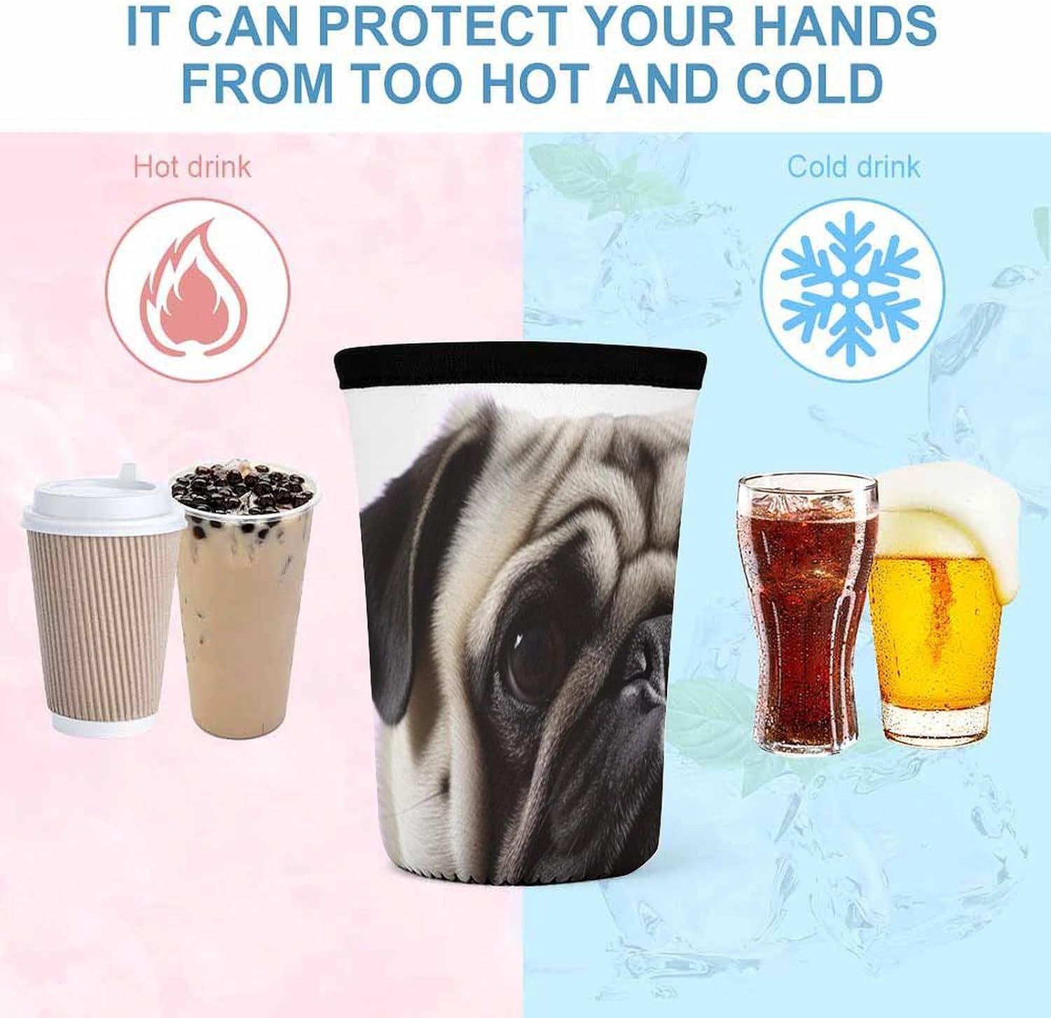 3 Pack Neoprene Cup Sleeves, Stretchy Reusable Drink Cup Cover Universal