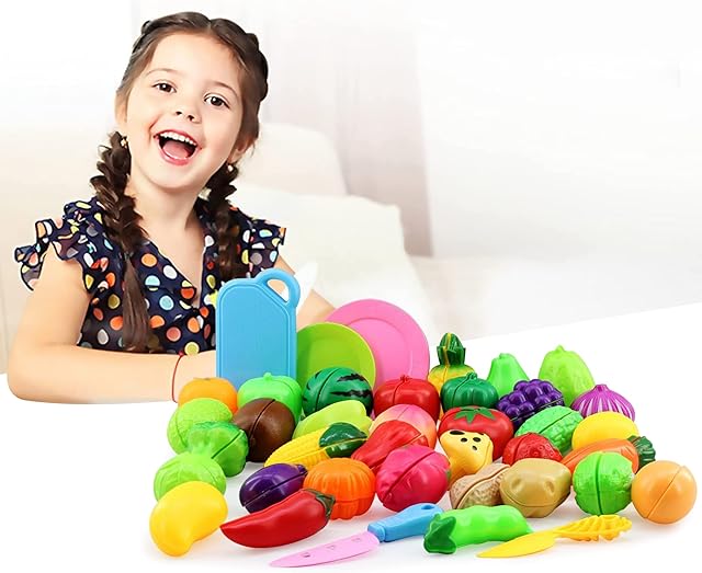koolbitz 41 Pieces Vegetable Food Pretend Role Play Toy Children Kids Plastic Cutting Set kids toys grocery food shopping