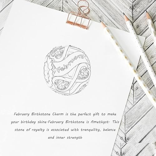 Miniatura 5 de FOREVER QUEEN Birthstone Charms 925 Sterling Silver Infinite Love Heart Openwork Bead for Charm Bracelets and Necklaces with 5A Cubic Zirconia,