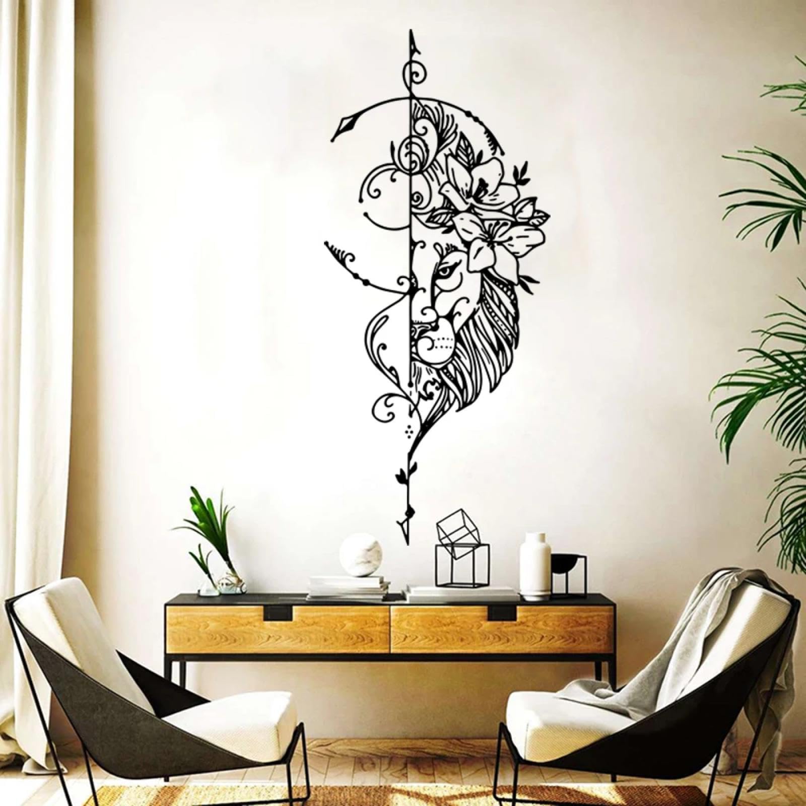 YOUOUSI Compass Animal Nature Lion Flower Arrow Wall Sticker Campervan RV Bedroom Vinyl Home Wall Art Sticker