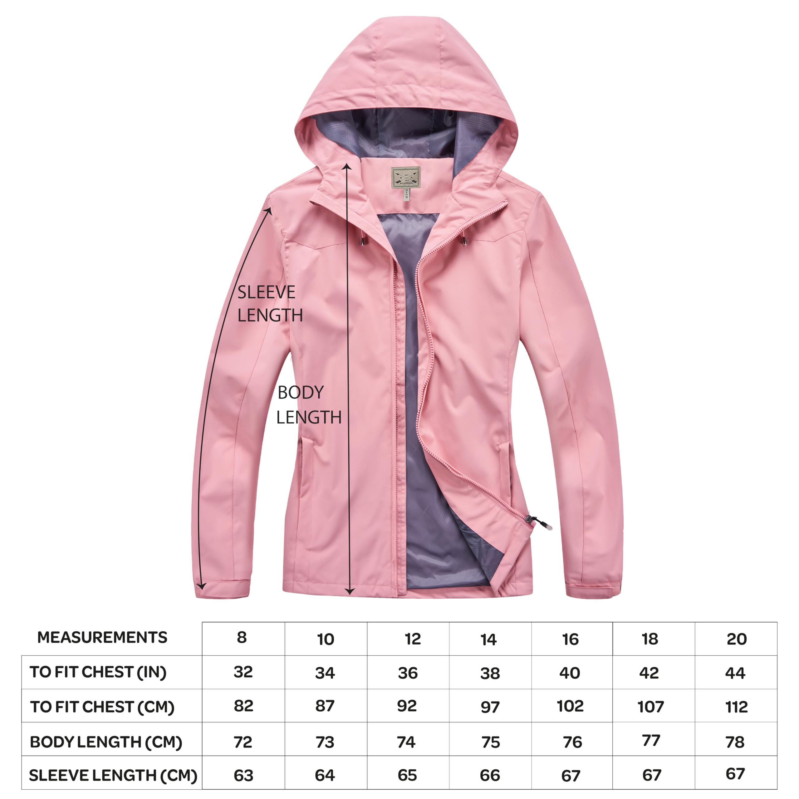 Blu Apparel Chaqueta impermeable con capucha para mujer, cortavientos, senderismo, caminar, chaqueta de primavera