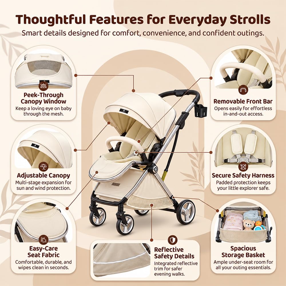 StarAndDaisy Coballe Stroller - Lightweight & Travel Friendly -4