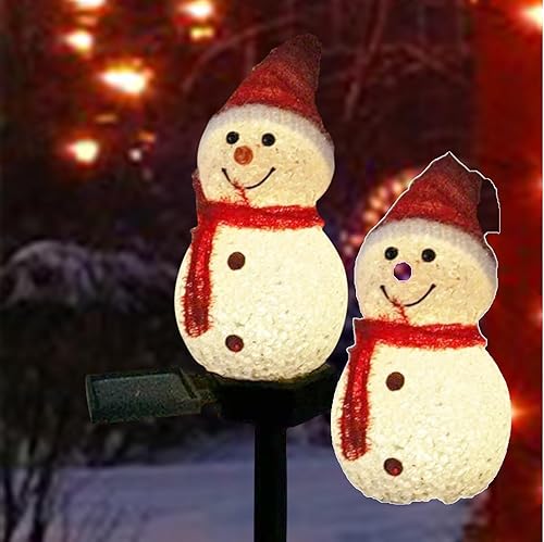 Miniatura 4 de 2 estacas de jardín de muñeco de nieve de Navidad, lámpara solar impermeable de muñeco de nieve 2023, luces de Navidad, decoraciones de Navidad al
