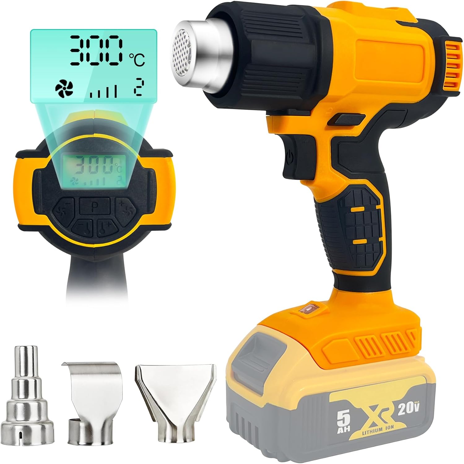 Cordless Heat Gun for Dewalt 20V Battery, 122	0F-1022	0F Hot Air Gun with Digital LCD Display (Lcd Digital Variable Temperature for Dewalt) Thumbnail