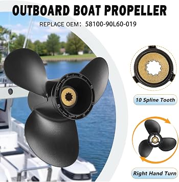 9 1/4 X 10 Aluminum Outboard Boat Propeller for Suzuki 8-20HP