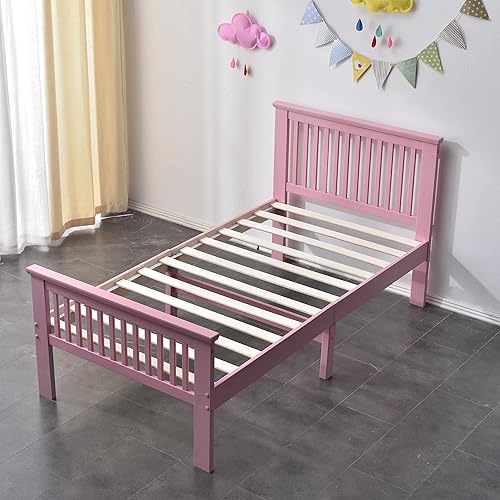 Miniatura 5 de Better Home Products Jassmine - Cama individual de pino con plataforma de madera maciza en caoba