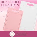 Paris Hilton Planches de coupe, ensemble de planches à découpe double-côté avec rainures de jus intégrées, poignées faciles à saisir, plastique résistant lourd fabriqué sans BPA, Lave-vaisselle en sécurité, 3-Piece Set, Rose et Crème