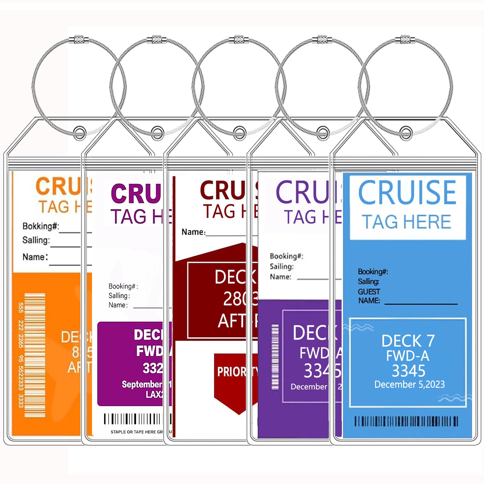Royal Caribbean & Celebrity Cruise Luggage Tag Holder with Zip Seal & Steel - 4 Pack Extra Baggage Suitcase Labels