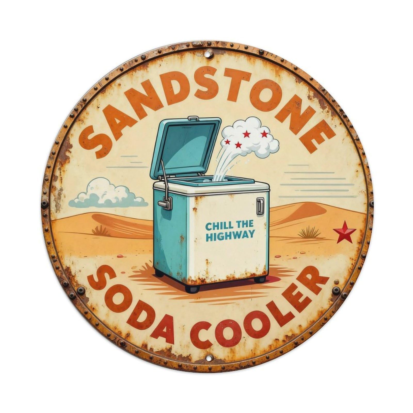Sandstone Soda Cooler Sign Metal Tin Sign Plaque