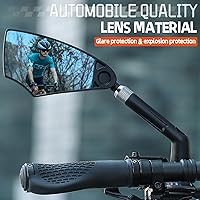 Vista 8 de WEST BIKING Espejo de manillar antirreflejos para bicicleta 1 pieza, espejo retrovisor izquierdo para bicicleta con lente retráctil y ajustable 360
