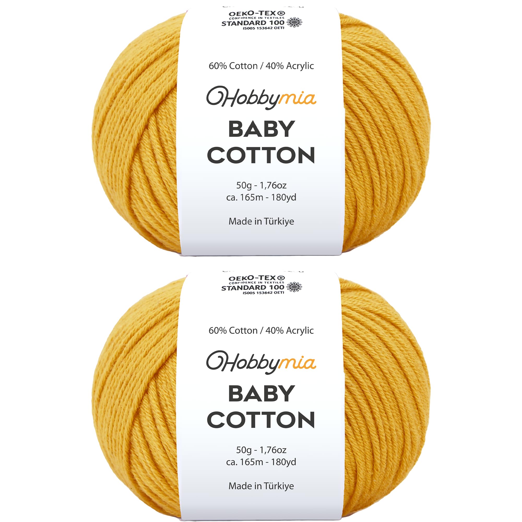 Baby Cotton Blend Yarn – Soft Sport Weight Yarn for Crochet & Amigurumi - 50g/180yds - 60% Cotton 40% Acrylic - Ideal for Baby & Knitting Proj.(Neon Green, 1 Ball) — view 116
