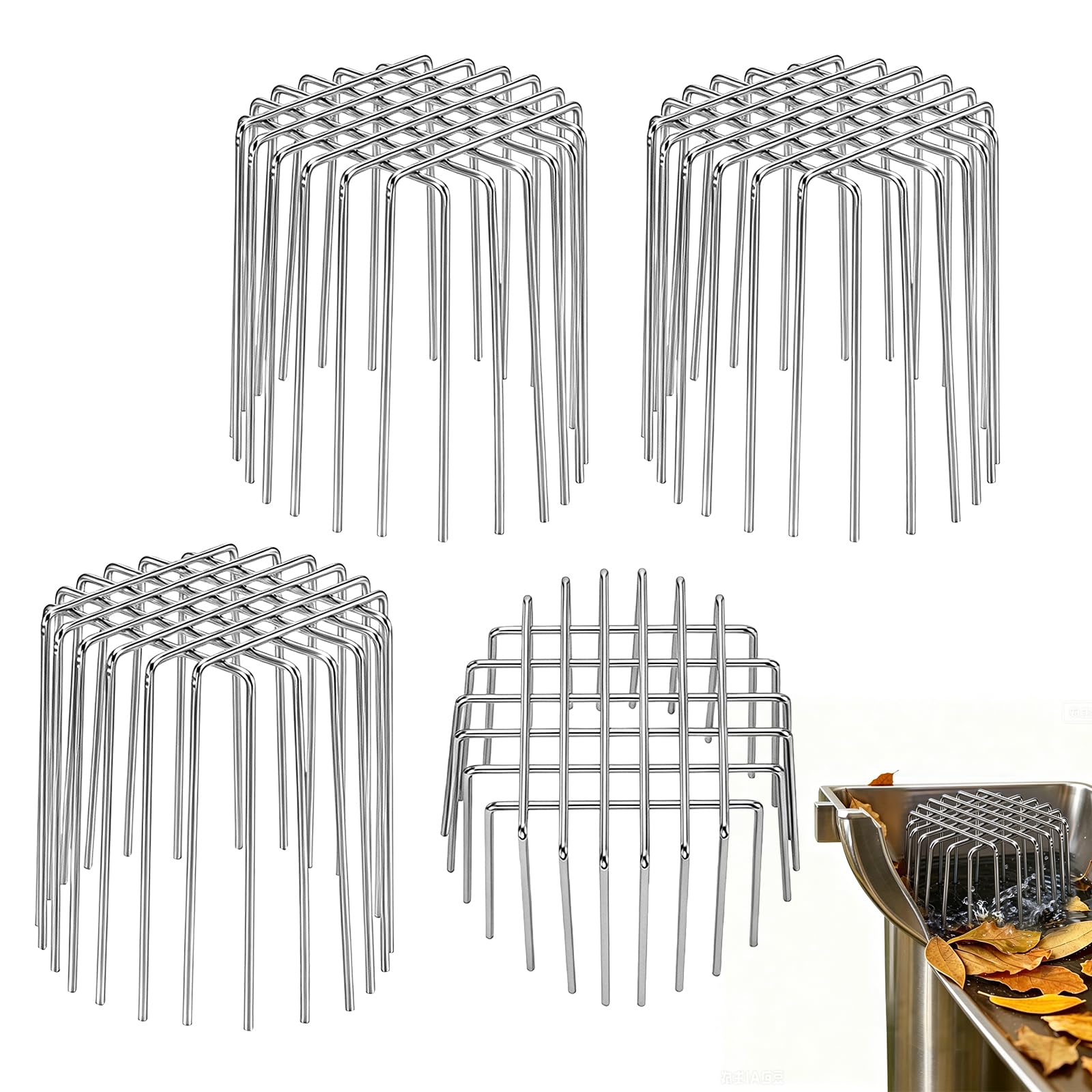 Peacoblue Juego de 4 protectores de canalón de PVC para tuberías de drenaje de 3.5 a 4.3 pulgadas, protector de tubo de ventilación resistente a la corrosión para techo al aire libre y protección de