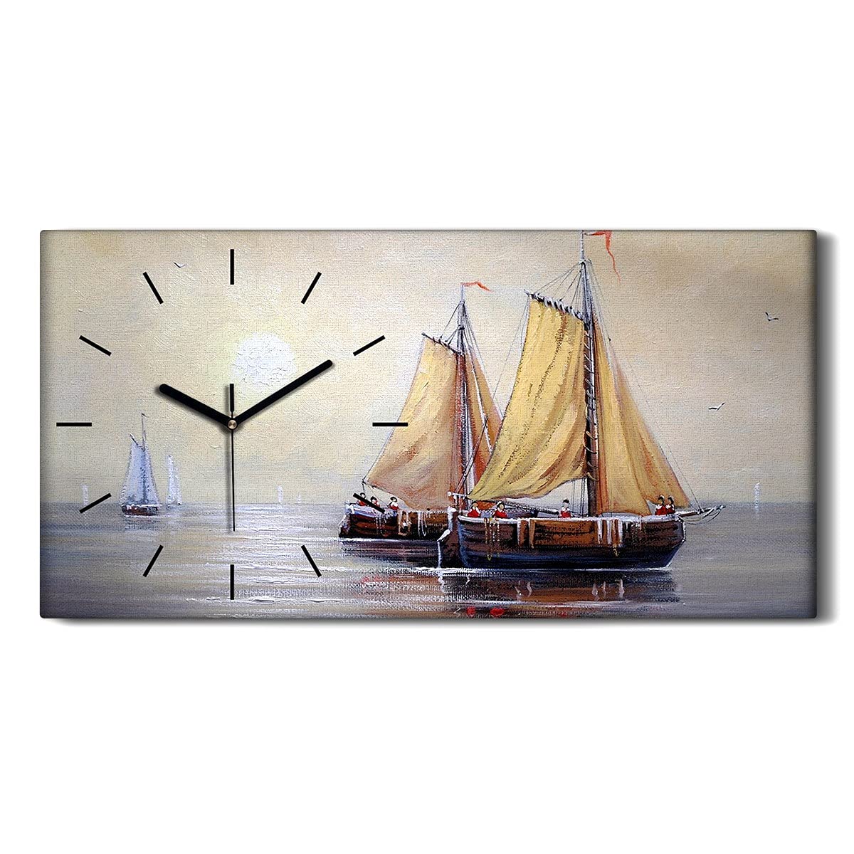 Art Mural Salon Paysages de Mer Horloge Toile 60x30cm Décoration Murale Marine