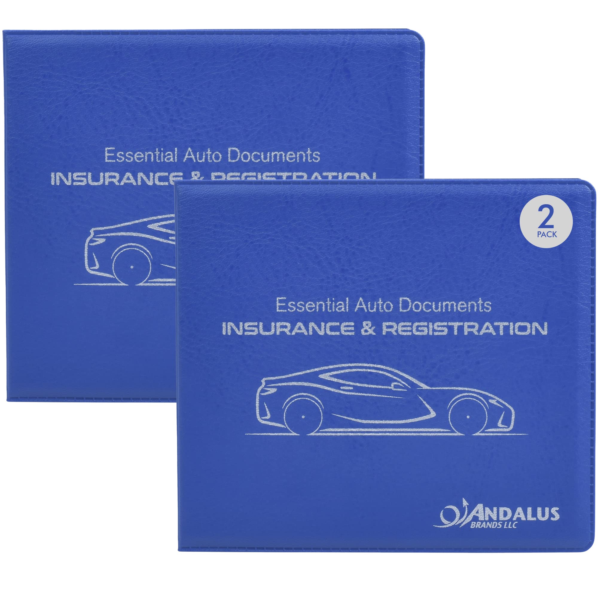 Andalus Auto Registration & Insurance Card Holder Pack Of 2, Waterproof Essential Car Registration Holder With Hook & Loop Closure, Perfect For Every Vehicles Glove Boxes (Red - 5 1/8" X - View #2