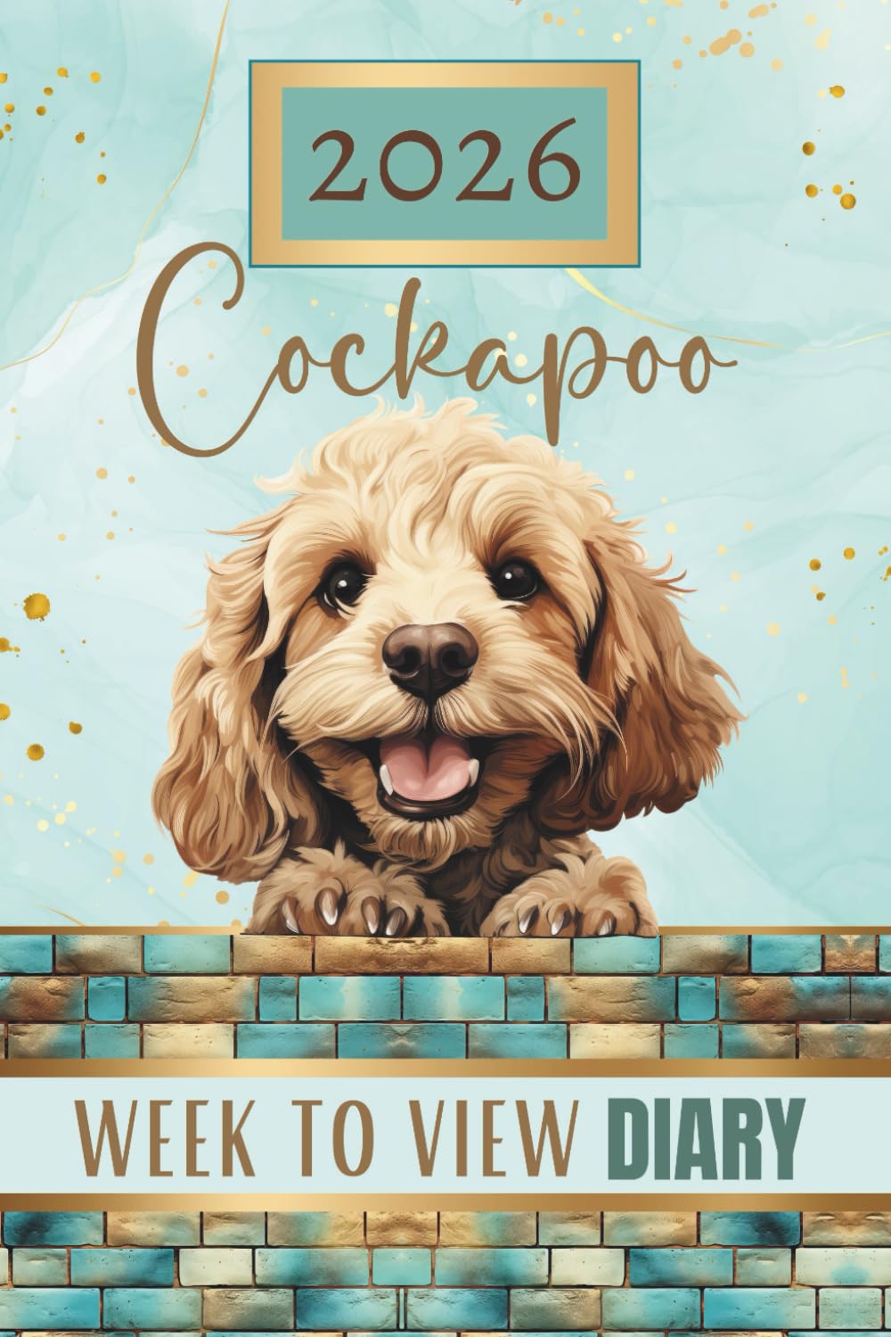 Cockapoo Week To View Diary 2026: Apricot Beige, Cocker Spaniel Poodle Crossbreed, Weekly & Monthly Planner & Organiser, Pawsome For Dog Lovers & Pet Owners, Teal Turquoise Green
