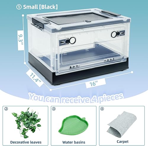 Miniatura 8 de BINANO Terrarios plegables de reptiles, tanques de serpiente y recintos para dragones barbudos, iguanas, lagartos, geckos con cresta, vistas claras,