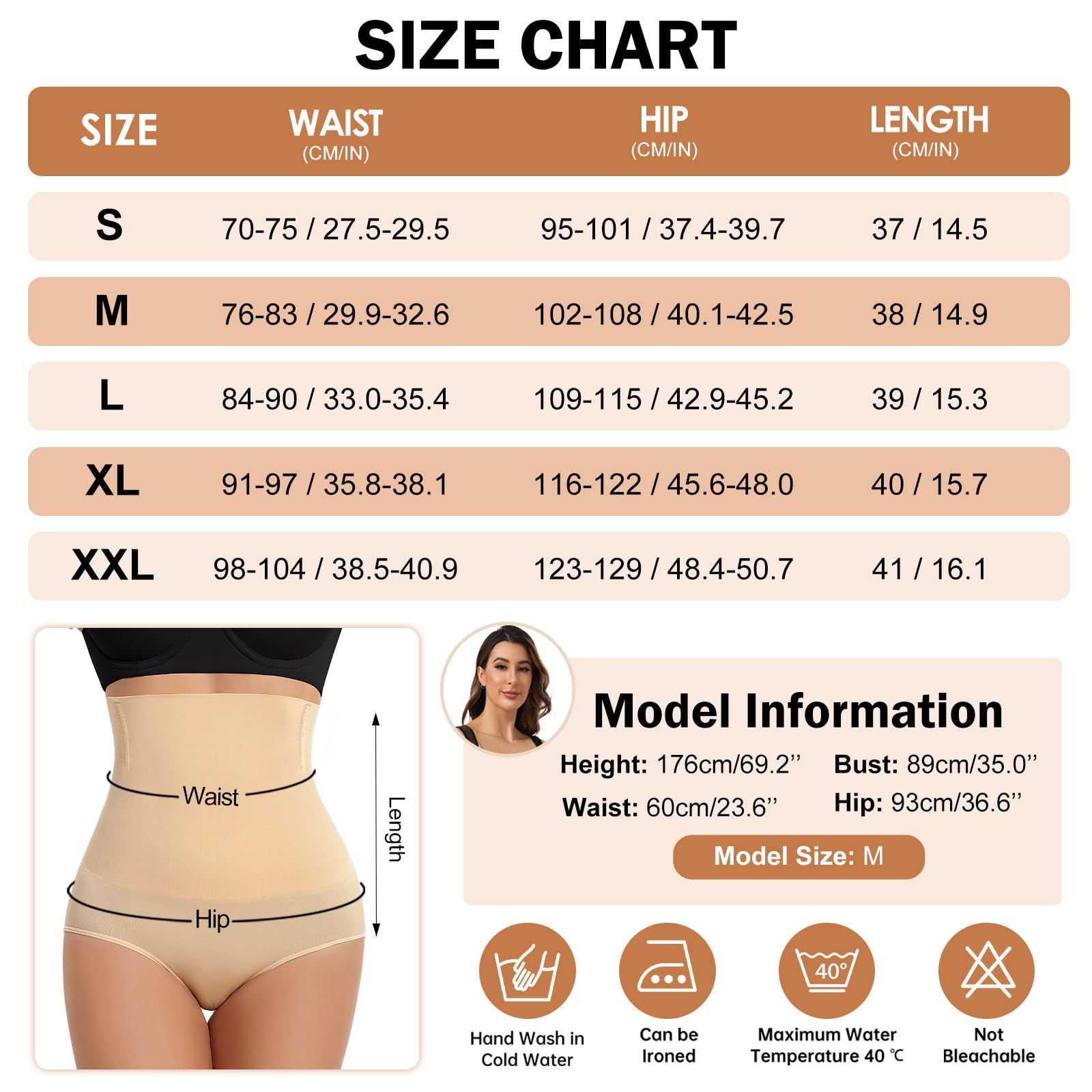 Niwicee Shapewear damskie majtki wyszczuplające brzuch, push-up, wysoka talia, elastyczne, modelujące figi