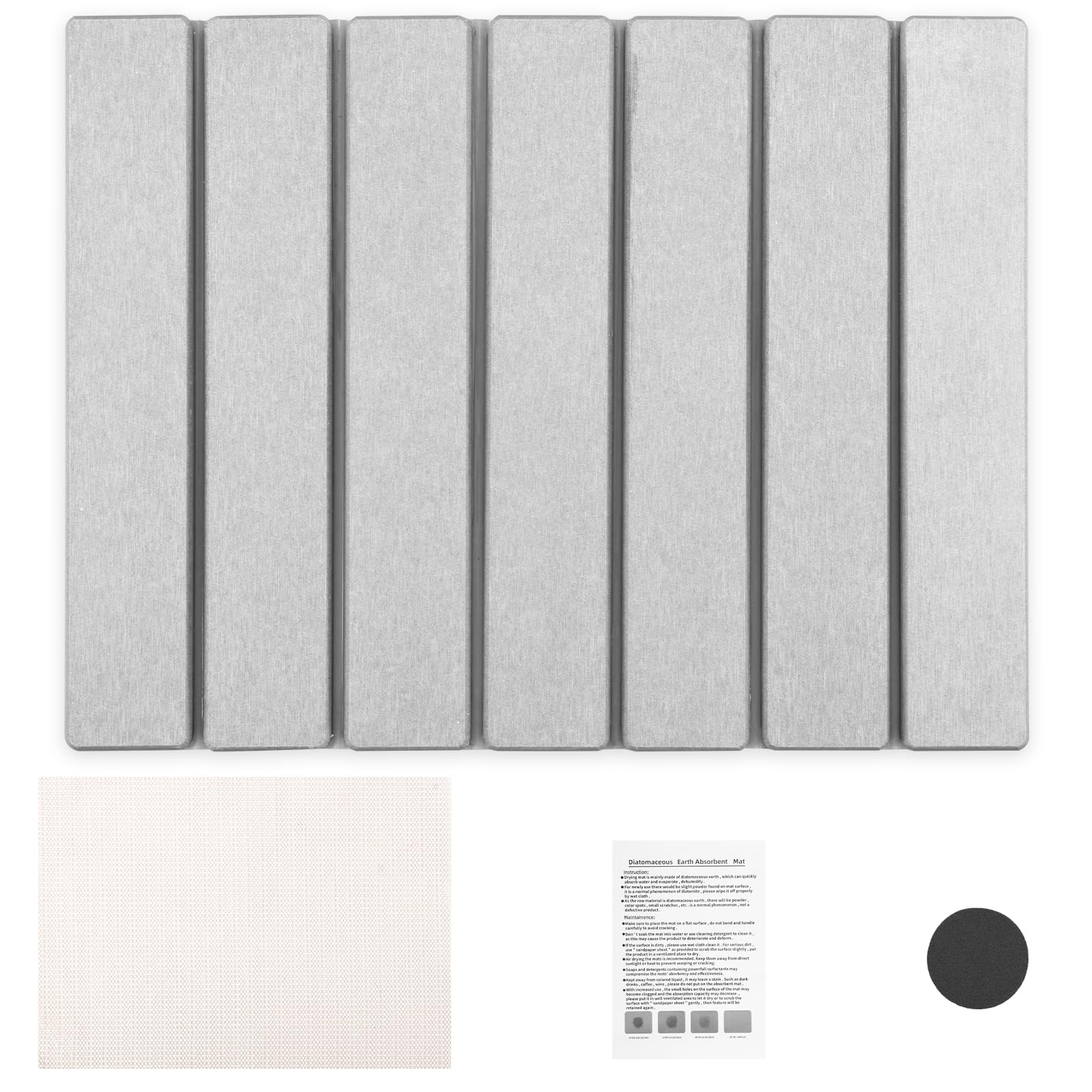 Tappetino scolapiatti in pietra, tappetino scolapiatti per bancone della cucina, 61 x 40,6 cm, tappetino pieghevole in diatomite, ad asciugatura rapida, assorbente, base antiscivolo, sottopentola
