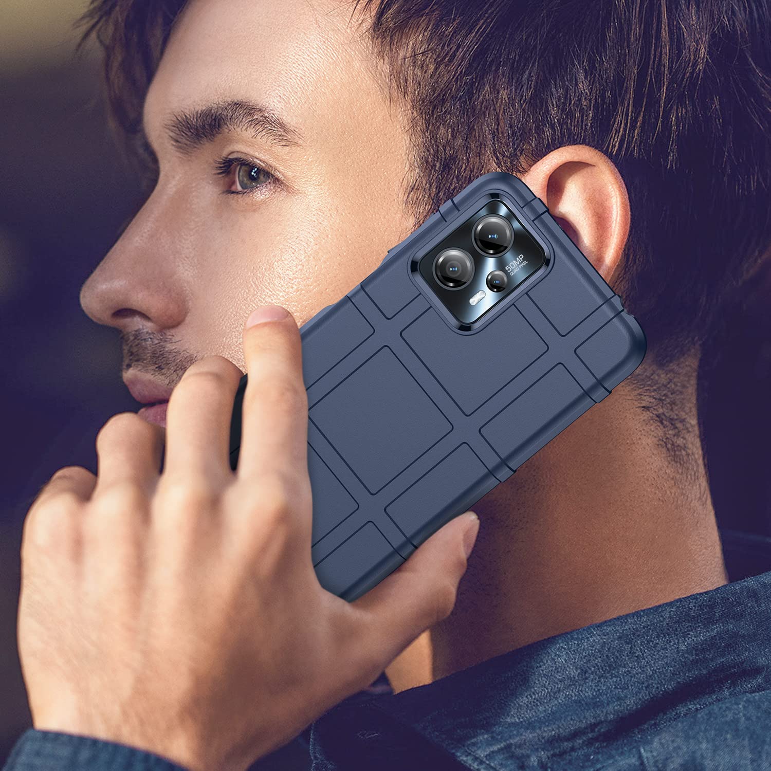 WBWONE Cover per Motorola Moto Edge 30 Fusion, TPU/PC Antiurto Protettiva Custodia con 360° Girevole Anello e Copertura Della Fotocamera Scorrevole, Verde
