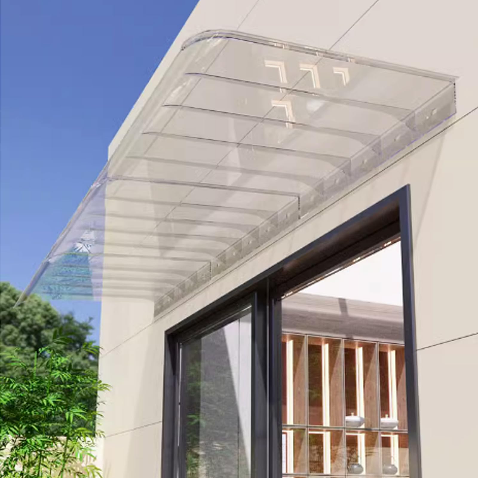 GJZQDKX Door Canopy, UV-Proof Awning for Outdoor Use, Self-Cleaning Polycarbonate Cover, Transparent Shelter, 60x120cm (24x47 inches), Weather Protection for Entrances