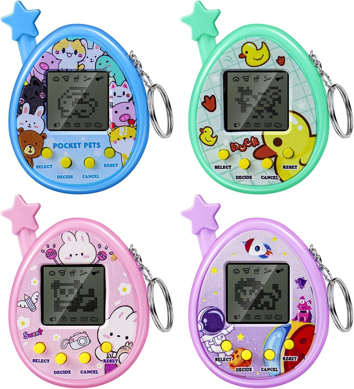 Interactive Toy Digital Pet - Virtual Electronic Pets Video Game Party Favors for Kids Video Game Keychain Video Game Party Supplies