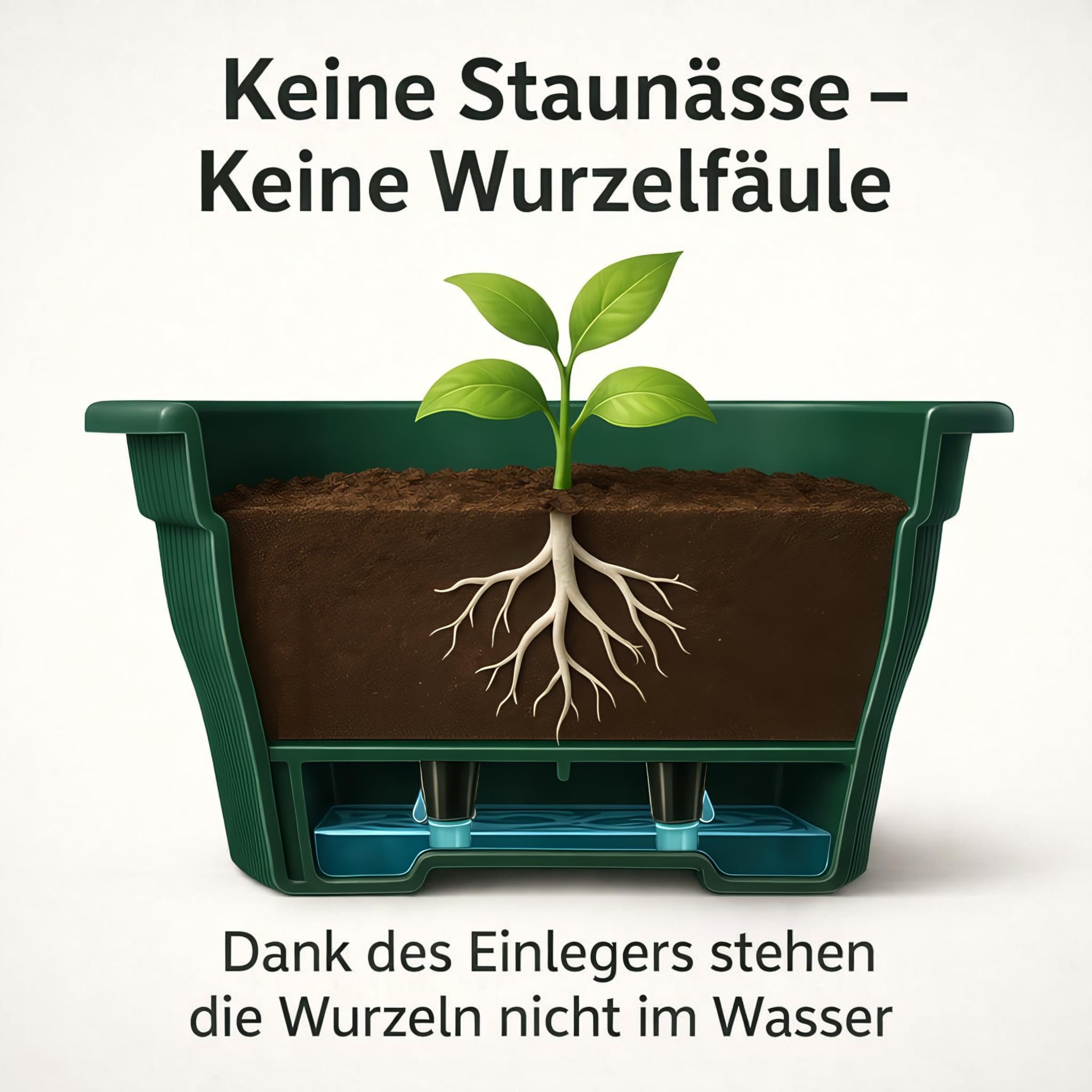 Balkonkasten 100 cm Wasserspeicher 25 L Pflanzkasten Grün 6er Set Balkon | BURI Pflanzeinsatz wetterfest aus Kunststoff für Blumenkasten, Balkon, Terrasse und langlebige Bepflanzung im Außenbereich