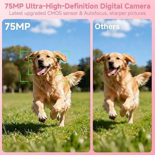 Vista 3 de Cámara digital 5K para fotografía, cámara de vlogging WiFi UHD de 75 megapíxeles para YouTube, cámara compacta con pantalla abatible de 3" 180°