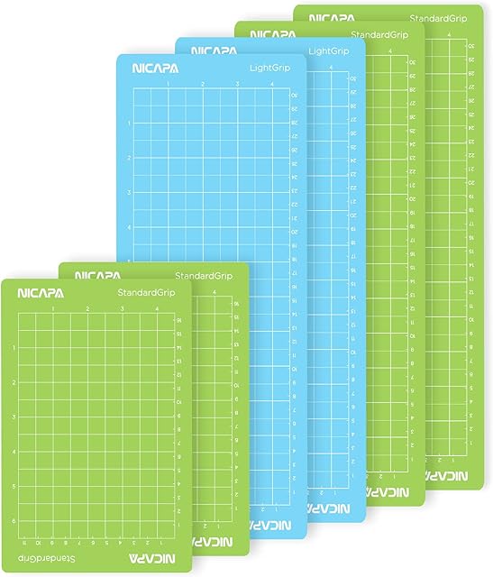NICAPA Replacement Adhesive Cutting Mat for Cricut Joy(4.5x6.5inch,4.5x12inch Lightgrip,Standardgrip, 6 Pack) Adhesive&Sticky Non-Slip Flexible Square Gridded Cut Mats Set Matts
