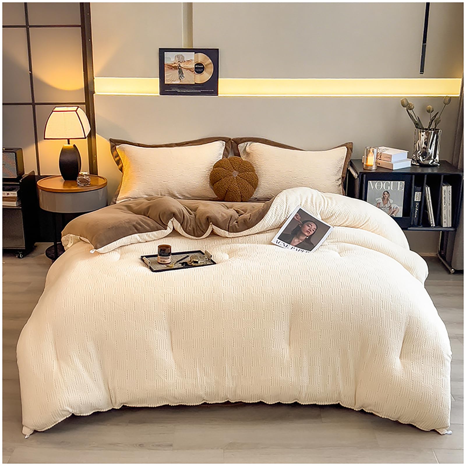 Couette chaude en hiver polaire hypoallergénique et édredon épais beige