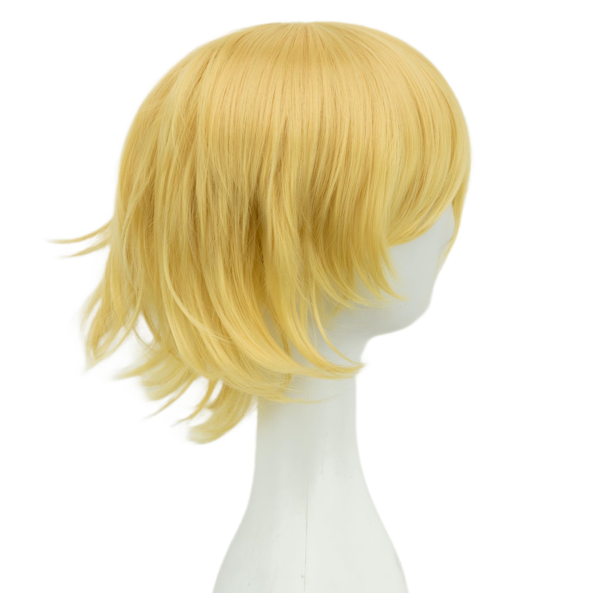 IMISSU Unisex Short Hair Party Wig with Bangs Halloween Costume Wigs (Yellow) - Image 4
