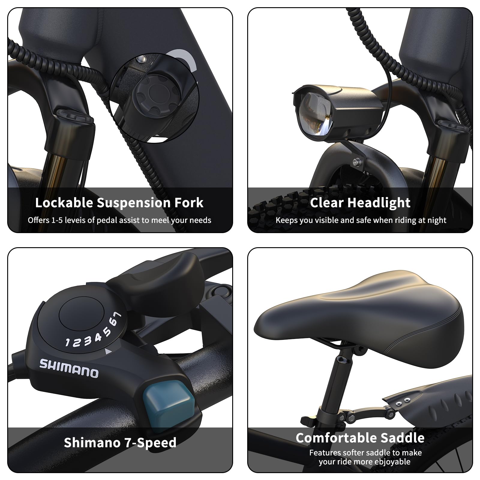 Bicicleta eléctrica de 26 pulgadas, para hombre y mujer, con motor de 250 W, batería de 36 V, 7 marchas, pantalla LCD, 3 modos de conducción, freno de disco doble, Pedelec, bicicleta de montaña E para