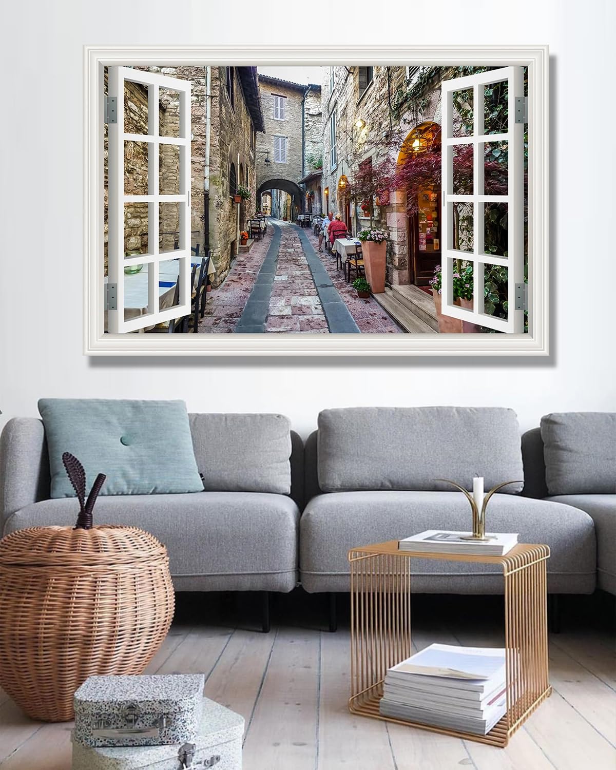 Sztuczny obraz na płótnie, dekoracja ścienna z widokiem krajobrazowym 3D, gotowa do powieszenia do domowego biura lub salonu. B18. 80 x 120 cm - 31,5 x 47,3 cala. Rama wewnętrzna