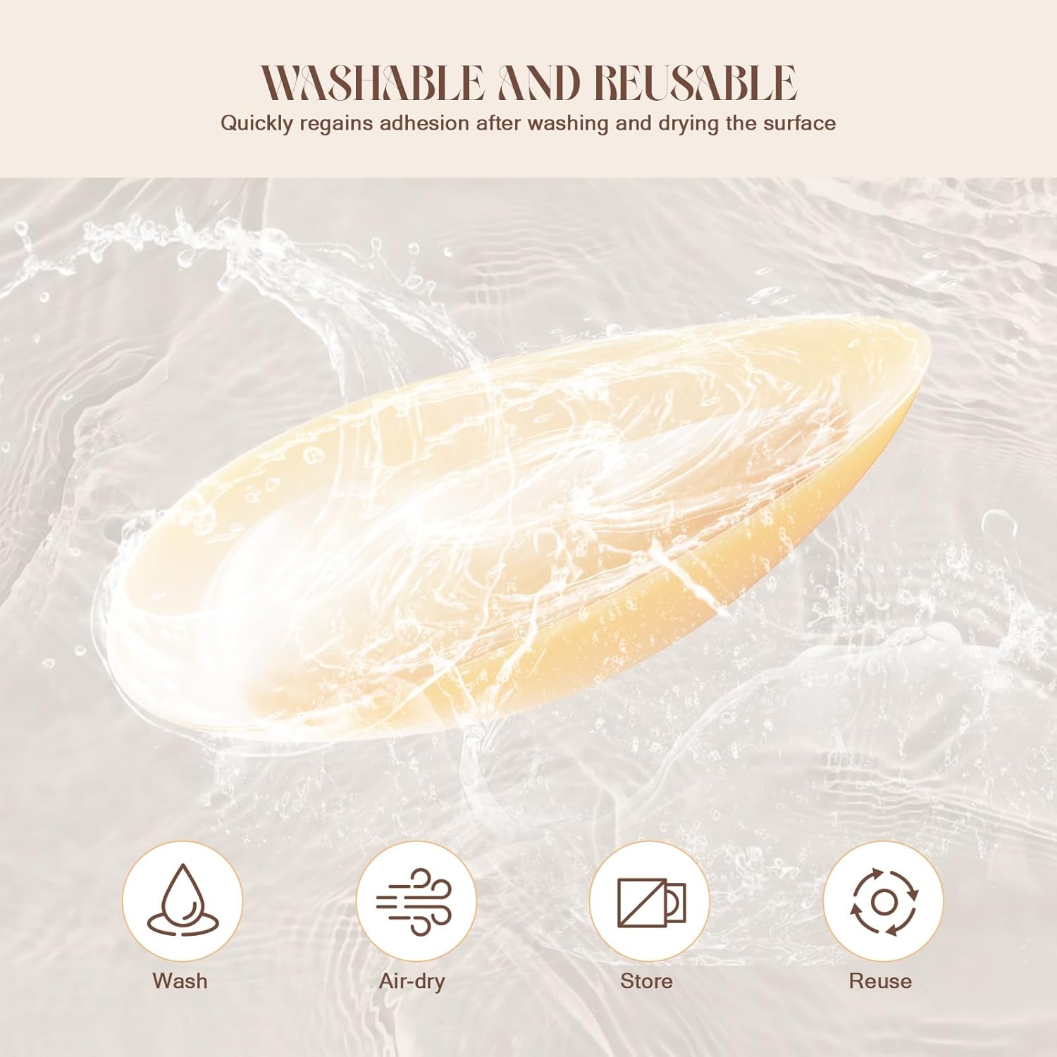 Push Up Sticky Bra Inserts, Double Sided Adhesive Reusable Bra Pads Suitable for Swimsuit, Sports Bra - Image 4