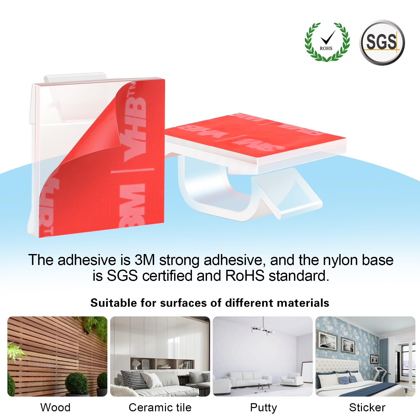 60 PCS XHF 5 8 Adhesive Cable Wire Clips Clear Outdoor Christmas Light Clips Cable Staples Cable Management — view 3