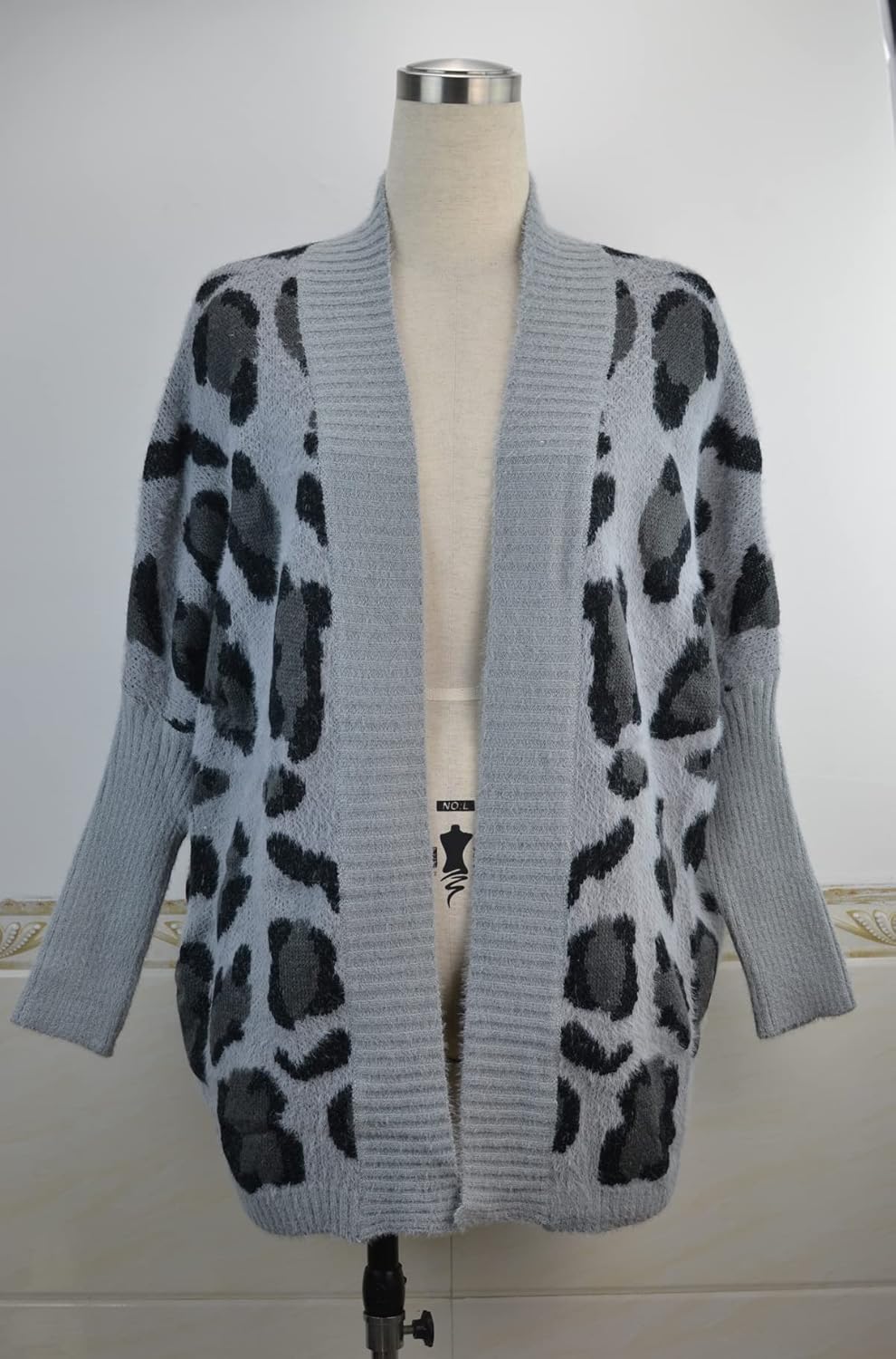 Women's Long Sleeves Open Front Casual Leopard Print Fuzzy Knitted Sweater Cardigan Coat Outwear - Image 4