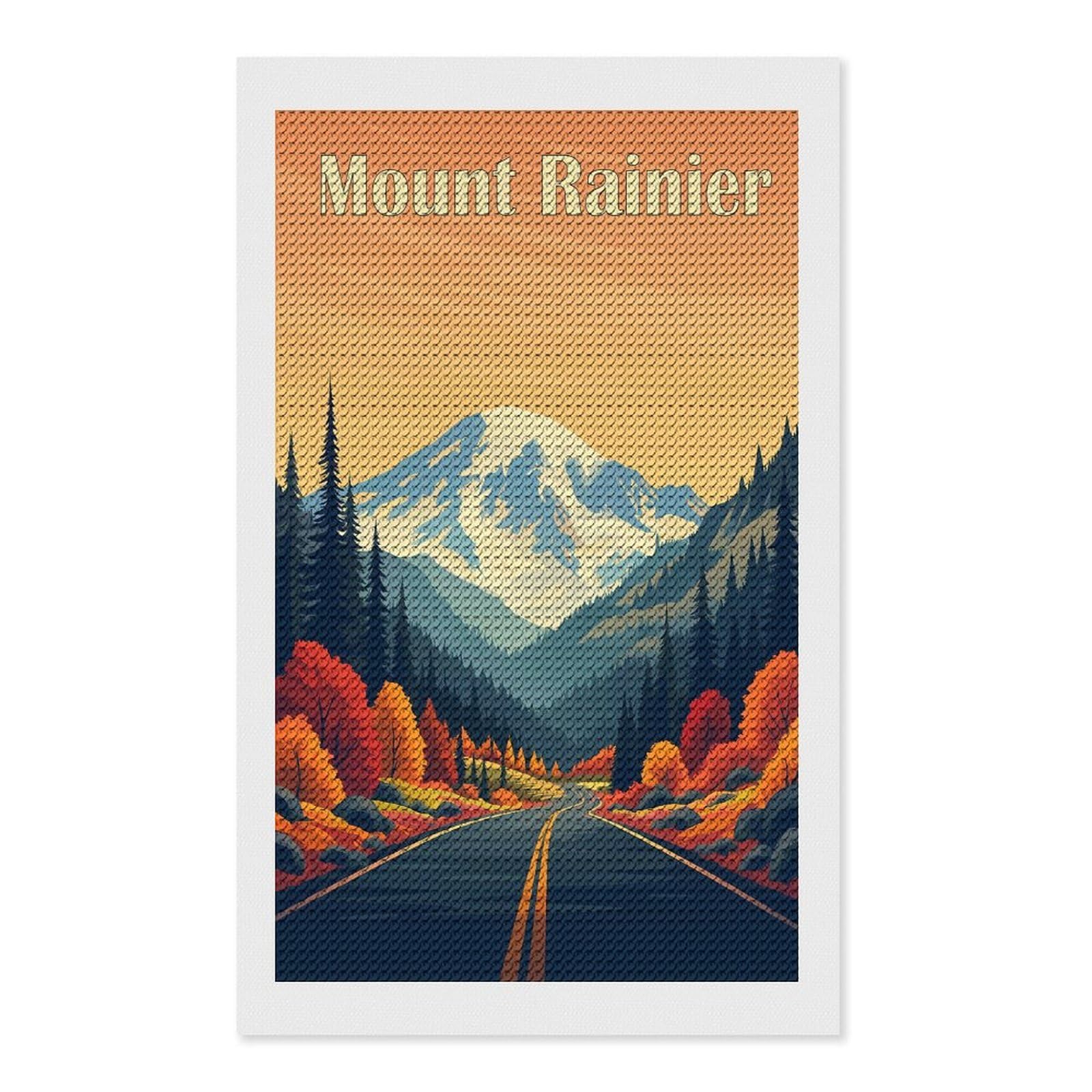 Junmoney Mount Rainier Diamond Art Canvas 12"x20", for Adults, Good for Quiet Evenings, Bedroom Decor, Festive Craft Gift, Easy to Enjoy