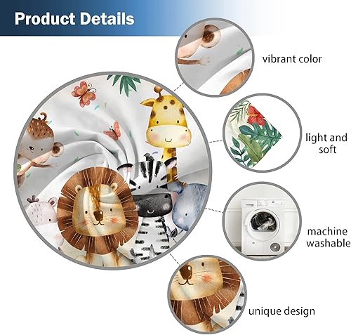 Miniatura 4 de Cortinas de ventana de safari de selva para niños y niñas, acuarela, caricaturas, animales del bosque, bebés, sala de estar, dormitorio, guardería,