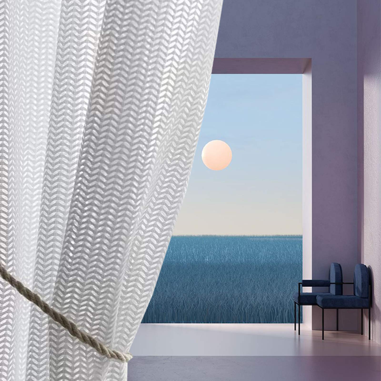 Rideaux transparents tulle blanc voilage grande hauteur pour fenetre de salon et balcon 200x270