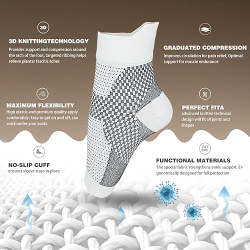 Qauxbul Calcetines de compresión para fascitis plantar para mujeres y hombres, calcetines de neuropatía, tobilleras comprex calman calcetines para