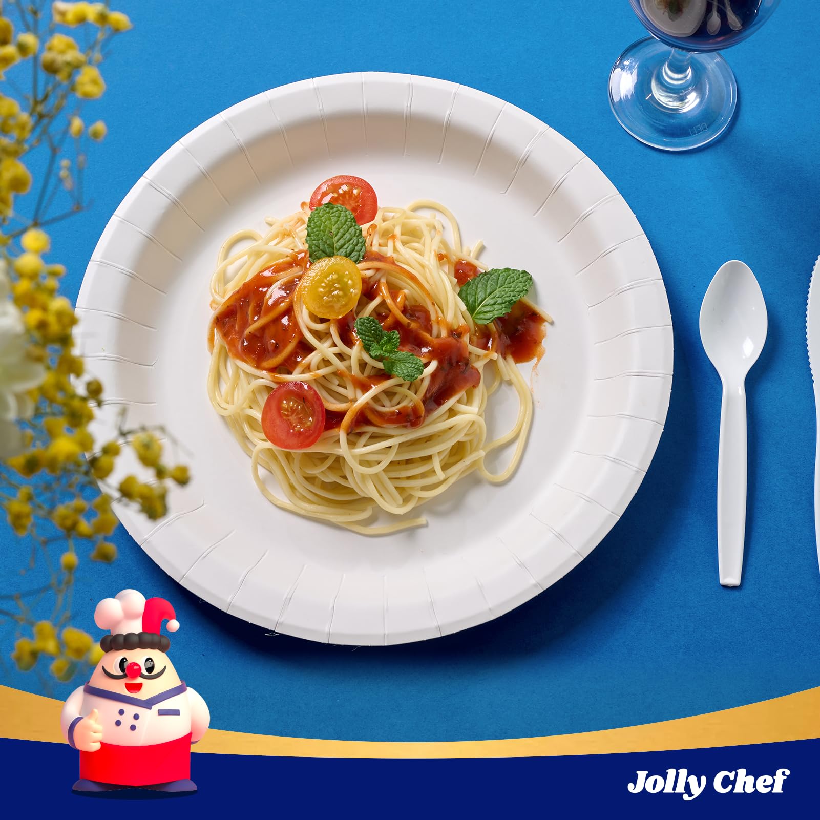 JOLLY CHEF Piatti di carta da 22,9 cm, 300 pezzi, usa e getta, bianchi